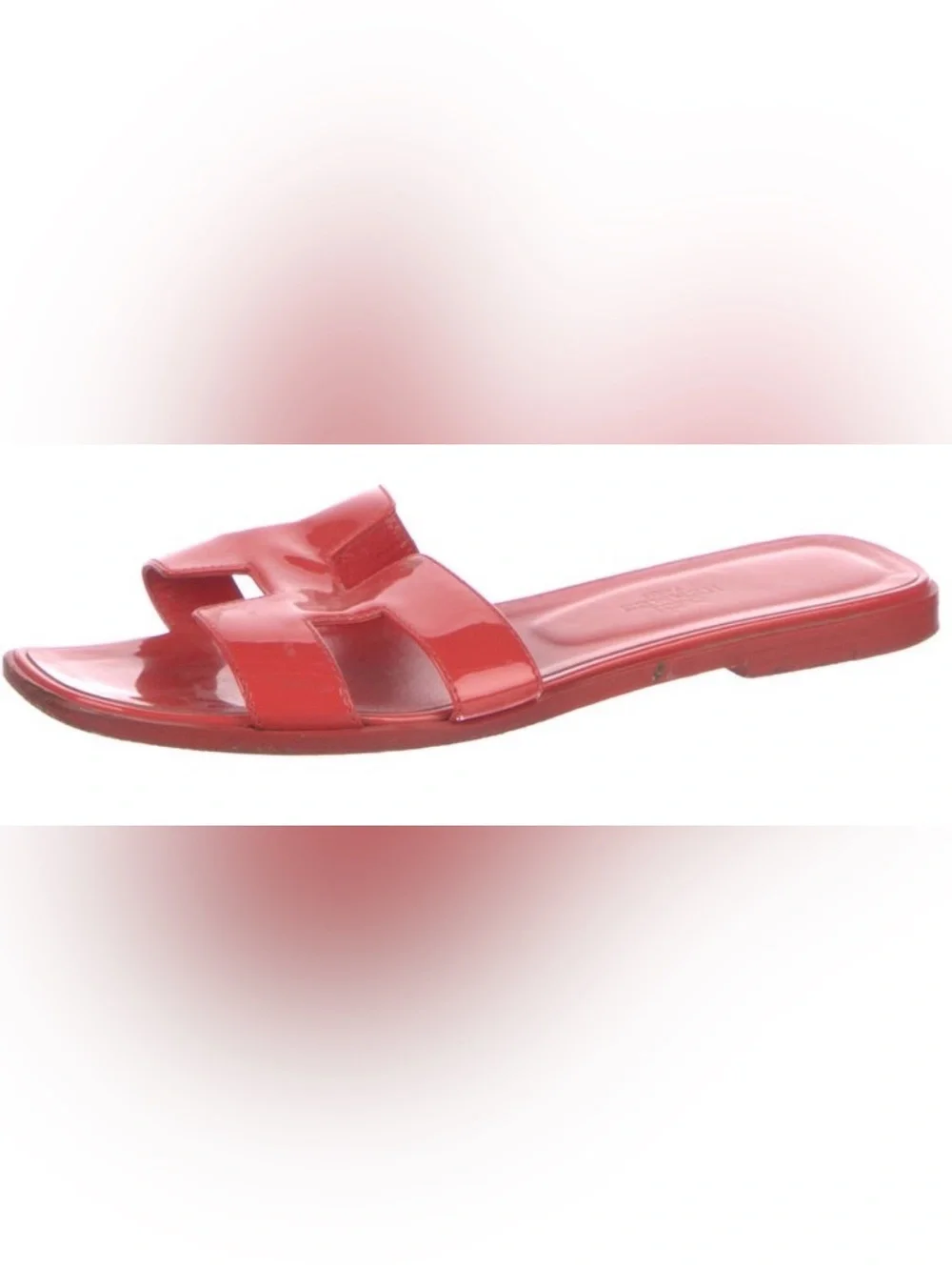 Hermès Oran Sandals red patent calfskin leather featuring the iconic 